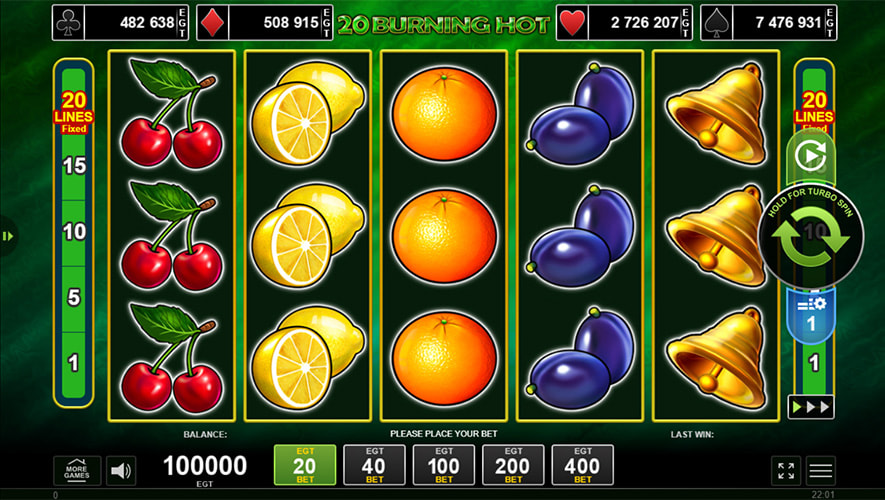 20 Burning Hot hra online zdarma