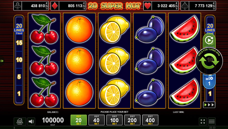 20 Super Hot hra online zdarma